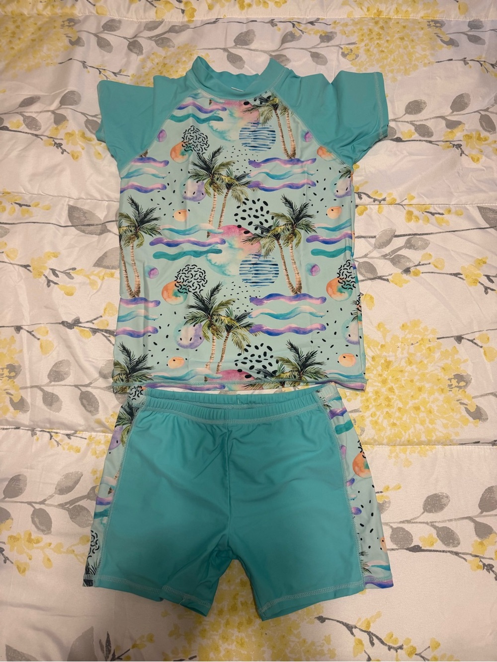 Kids Aqua Tropical Rash Guard Swim Set - size 14